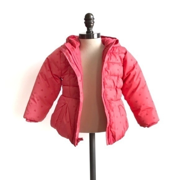 Cherokee Pink Puffer Coat with Velvet Hearts - Picture 3 of 8